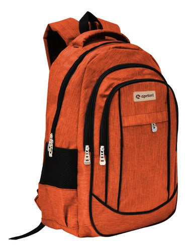 Apriori Orange Backpack with 4 Zippers and 2 Pockets 0