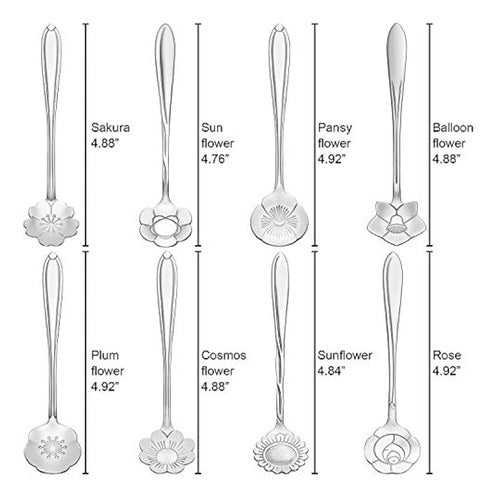 Juego De 8 Cucharas De Flores Para Café, Vajilla De Acero In 1