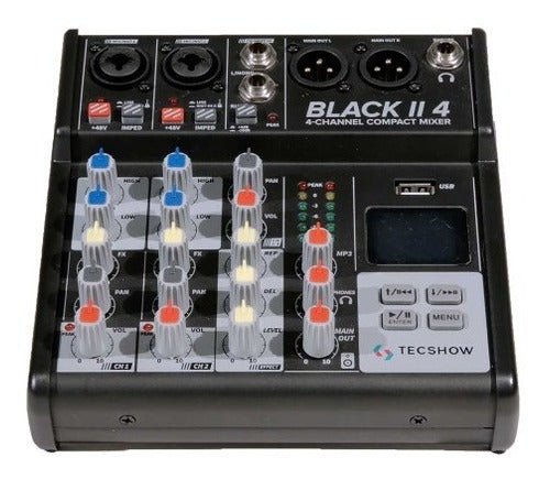 Consola 4 Canales 2 Xlr 2 Plug Usb Phantom Ampro Blackii 4 0