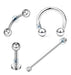 Bavasapiercing Set of 4 Eyebrow, Labret, Barbell, Bull Cone Piercings in Surgical Steel 3