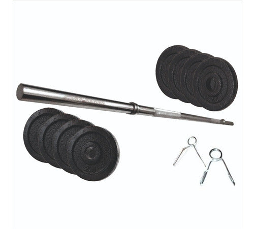 Chrome Barbell 1.10m + 15kg Cast Iron Weight Plates Set - GYM-MAN ARGENTINA 2