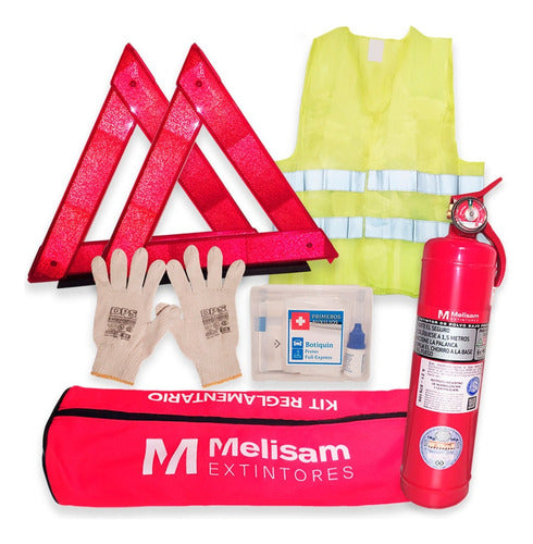 Melisam Kit De Seguridad Auto Premium Matafuego Chaleco Vtv 6 En 1 1