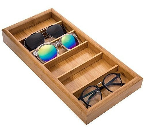 Mygift Bambu 6-slot Y De Sol Eyewear Visualizacion Bandeja 0