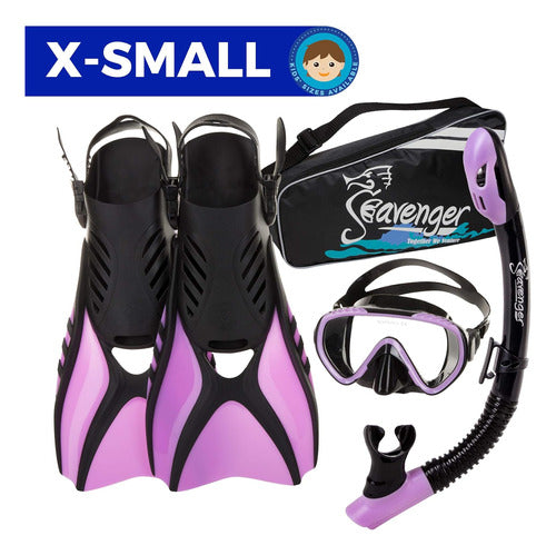 Seavenger Diving Snorkel Set Silicio Negro Morado M 1