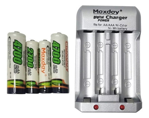 Cargador De Pilas 4700mah Con 2 Aaa Y 2 Aa Reargables 0