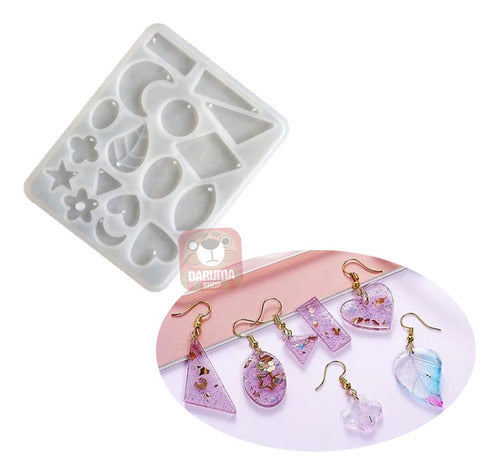 DARUMASHOP Silicone Mold with 17 Figures for Making Bijoux Earrings and Resin Jewelry 0