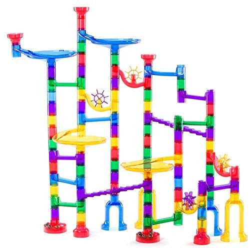 Lolo Toys Marble Run - 106 Pieces (90 Translucent Pieces + 16 Glass Marbles) 0