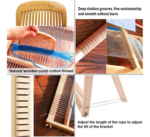 WILLOWDALE Wooden Loom for Beginners, Large Frame 64cm X 49cm 5