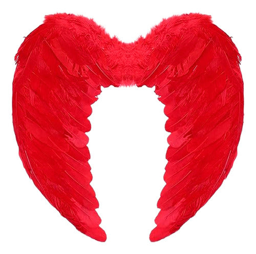 10Tra Alas Angel Caido Pluma Roja Diablita Sexy Halloween 0