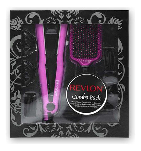 Revlon Combo Rvst2080la Flat Iron + Brush and Accessories 0