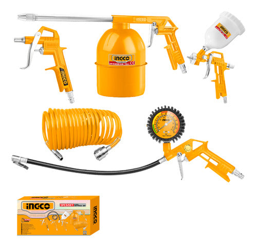 Ingco Air Compressor Kit with Guns and Hoses 1/4'' Compreso 0