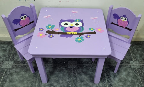 Personalized Wooden Children's Table and Chairs with Character Designs 4