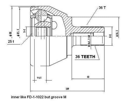 Garma Homocinetica Focus 2 36/25 Estrias 1