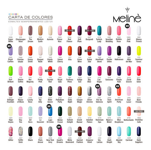 Meliné Kit X8 Esmaltes Semipermanentes + Base + Top Coat 6c 2