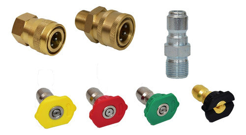 Electronor Quick Couplings and Nozzles Kit for Pressure Washers 1/4 3/8 V Brands 0