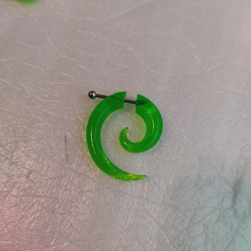 Acrylic Steel Spiral Fake Expander Horn Earrings Piercing 3-4 cm 74