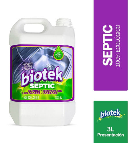 BioTek Eliminador De Olores Y Destapa Cañerías 3L - Bioseptic 0