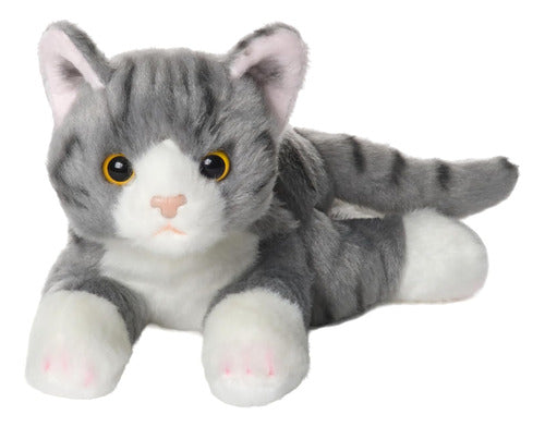 Peluche De Gato Gris Blanco 20 Cm Suave 0