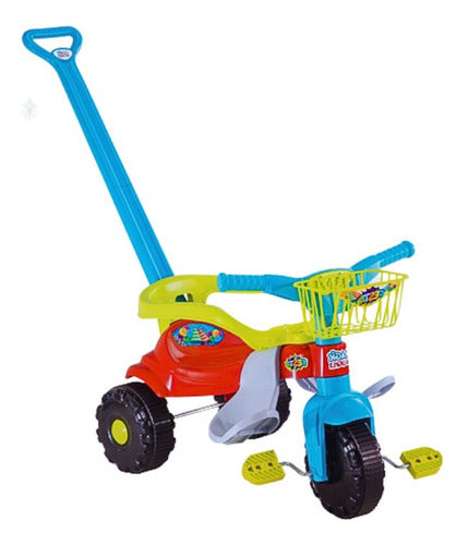 Triciclo Velotrol Infantil Bebe Motoca Festa Azul Cestinha 0