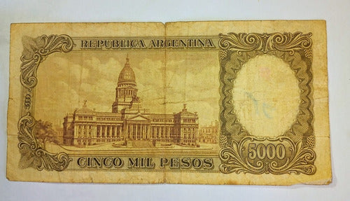 Billete De 5000 Pesos M.nacional Argentina 1962 Fine 1