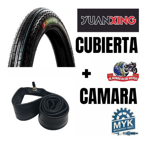 Cubierta Moto Yuanxing 300-18 Trasera  Con Camara Cg Gs Gts 1