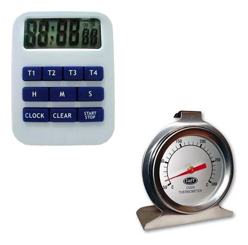 Luft Digital Timer with Clock + Oven Thermometer Cooking Combo 0