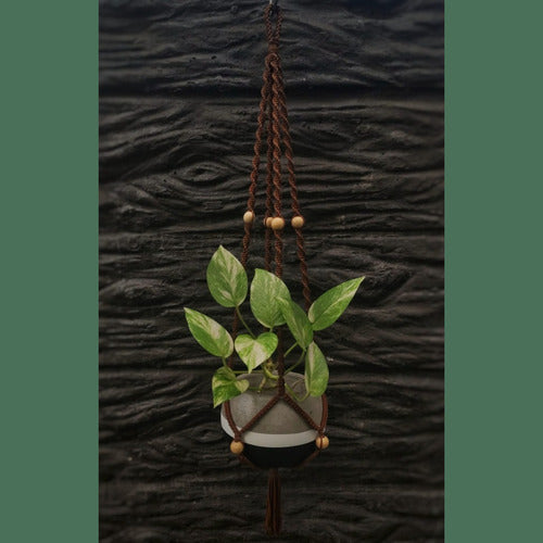 Handmade Macrame Hanging Plant Holder with Wooden Beads 9