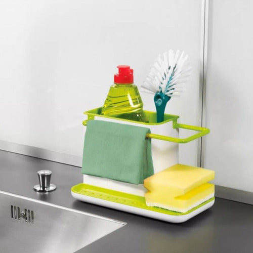 Organizador De Cocina Bacha Verde Blanco Esponja Cepillo 2