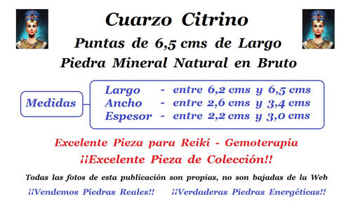 Punta Cuarzo Citrino Piedra Natural En Bruto - Largo 6,5 Cms 4