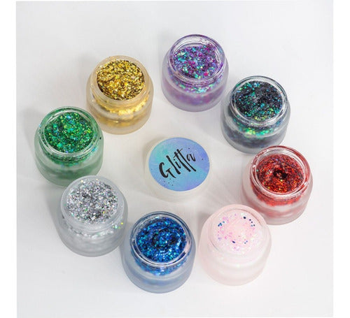 Glitta Glitter En Gel Blue Easy Glitta Maquillaje Brillo Azul 3