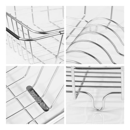 Szuah Adjustable Dish Drying Rack Over Sink Stainless Steel 6