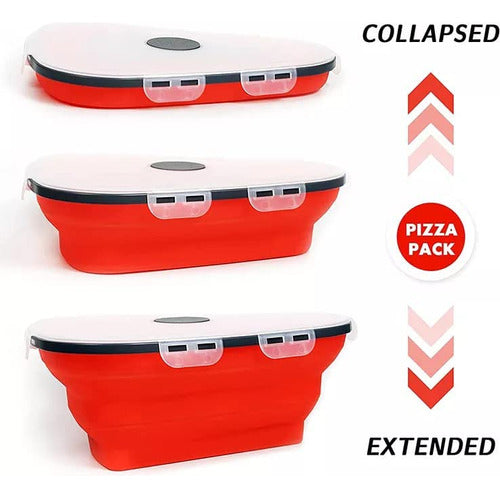 HERMES SHOP Reusable Pizza Storage Container with 5 Serving Trays 3