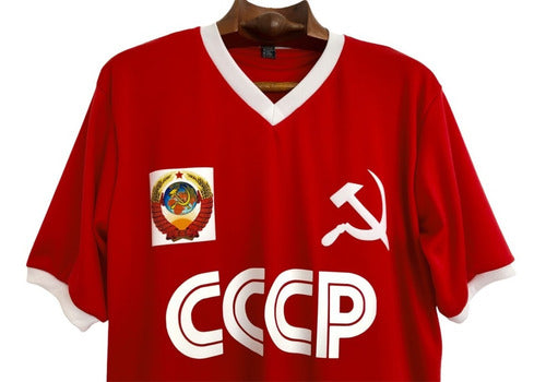 Red CCCP USSR T-shirt with Retro V-Neck 1