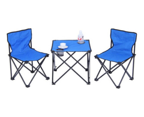 Set of 2 Portable Foldable Chairs + Compact Folding Table for Camping Garden Fishing 4