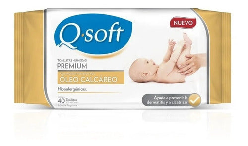 Kit Toallitas Húmedas Oleo Calcáreo Q-soft 40u X3 1