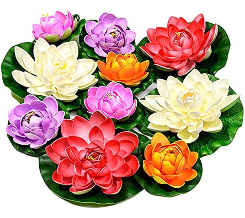 ZAUGONTW Floating Artificial Lotus Flower with Lily Pad 0