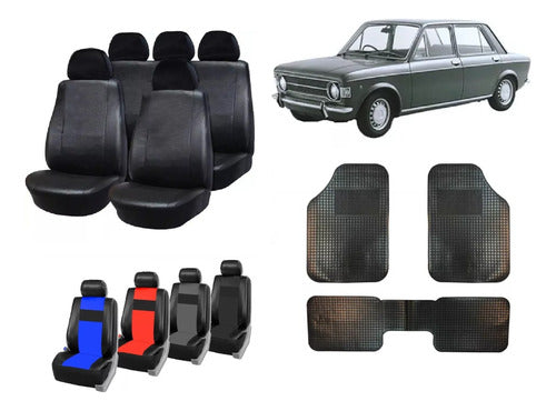 Car Seat Covers in Synthetic Leather for Fiat 128 + 3-Piece Floor Mat Set 7