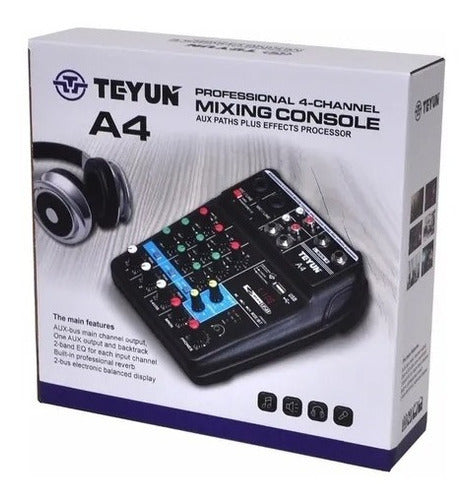 Teyun Consola Mixer 4 Canales Con Interface Usb Bt Phantom Efectos 0