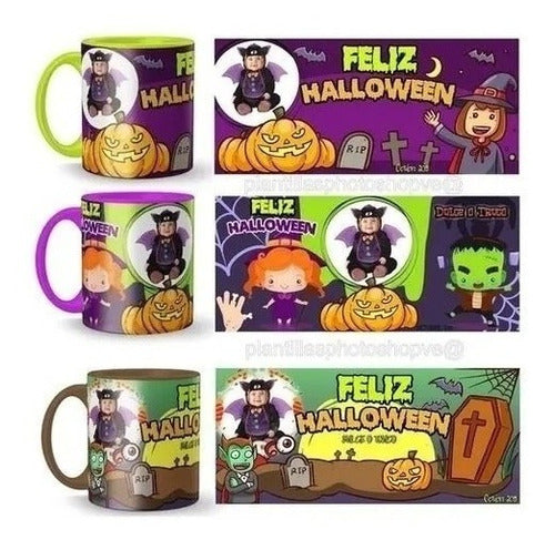 Plantillas Halloween Tazas Tazones Sublimacion 4