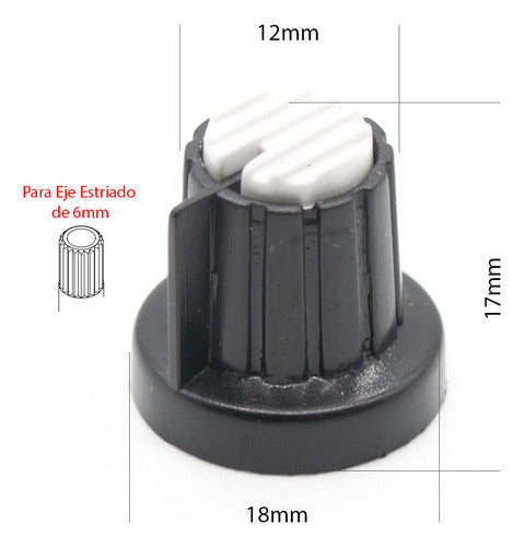 ELUMILED 4 White Potentiometer Knobs 18mm X 17mm Serrated Shaft 1