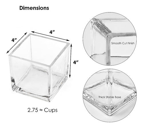 CYS EXCEL Vaso Cubo De Vidrio 4 X4 X4 | Centros De Mesa De 1