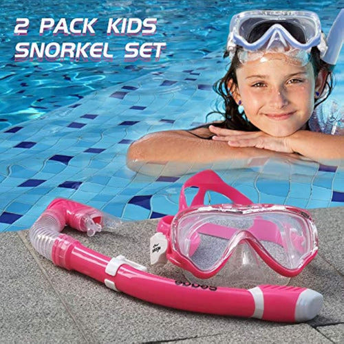 Seago 2 Pack Kids Snorkel Set Dry Top Snorkel Mask 1