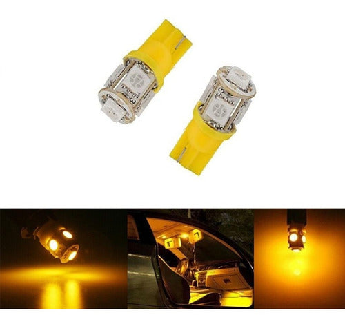 SilverLED Pack of 2 T10 Lamps with 5 SMD 5050 Yellow LEDs 0