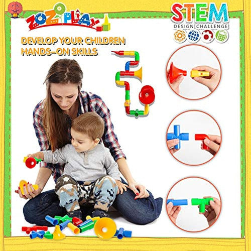 Zozoplay STEM Toys Candados Para Tubos 72 Piezas Tubulares Y 4