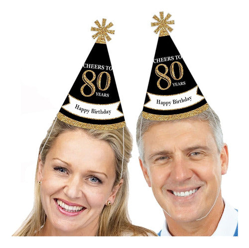 ~? Big Dot Of Happiness Adult 80th Birthday - Gold - Cone Bi 1