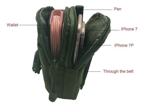 Riñonera Molle Edc Tactico Militar Con Porta Celular Verde 4