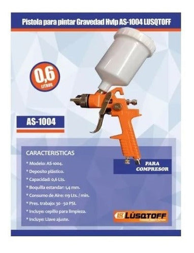 Lusqtoff HVLP Gravity Feed Paint Gun for Compressor AS-1004 2