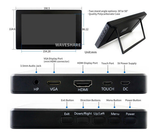 Tela Lcd 7 Polegadas Hdmi Capacitiva Com Case Raspberrypi 4