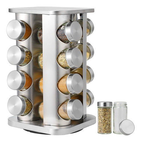 Generic 360 Degree Rotating Spice Rack with 16 Glass Jars 0