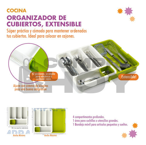 Organizador De Cubiertos Extensible, Para Cajón - 11392 1